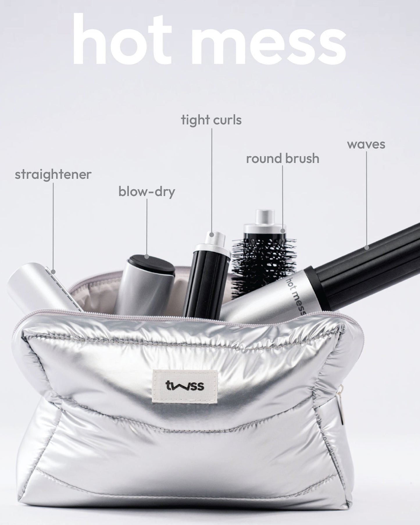 twss - Hot Mess 5-in-1 Hair Styler– Multi-Function Hot Air tool with Attachments & Pouch