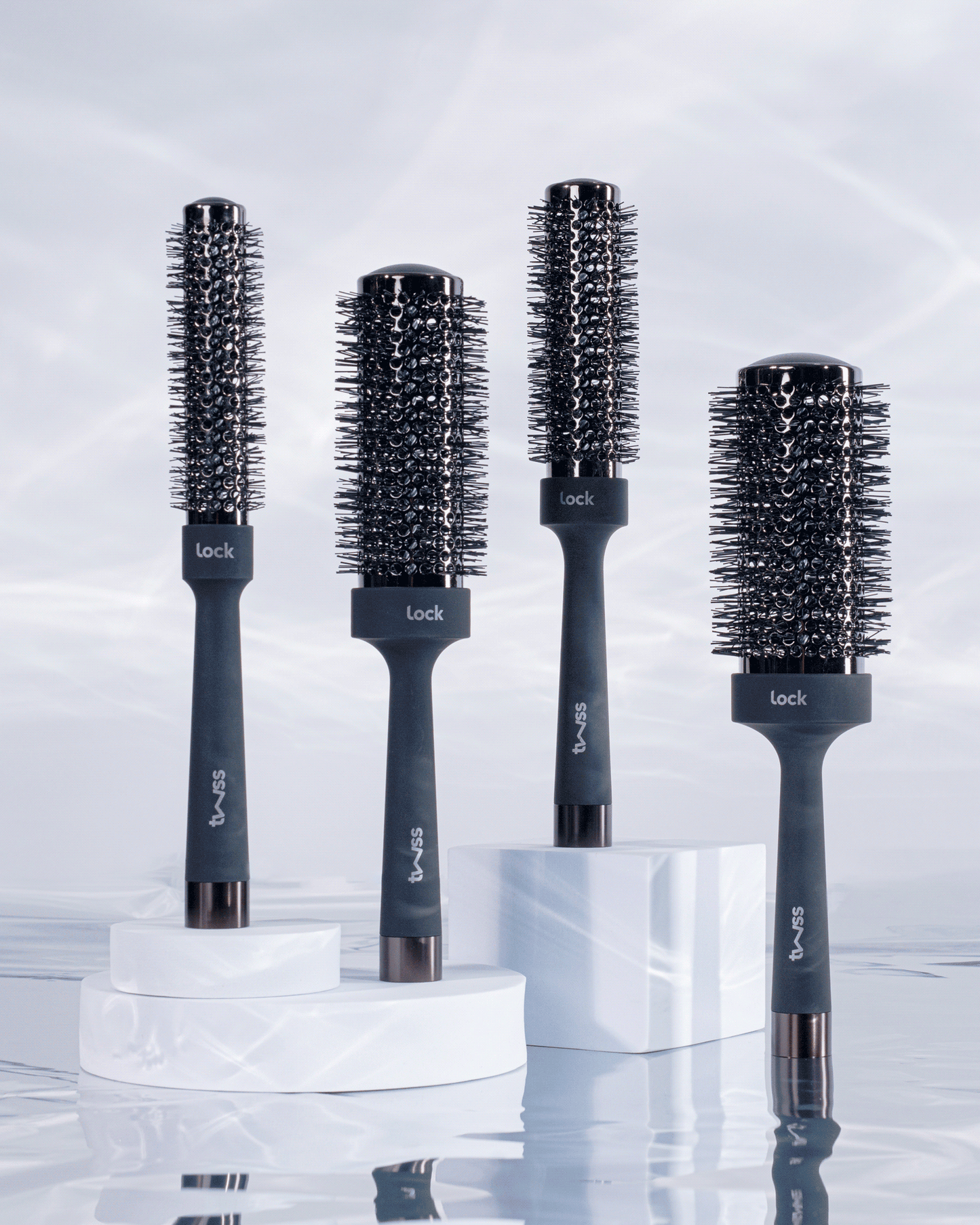 twss - Lock Titanium Round Curling Brush-Volumizing Styling Brush for Smooth Curls