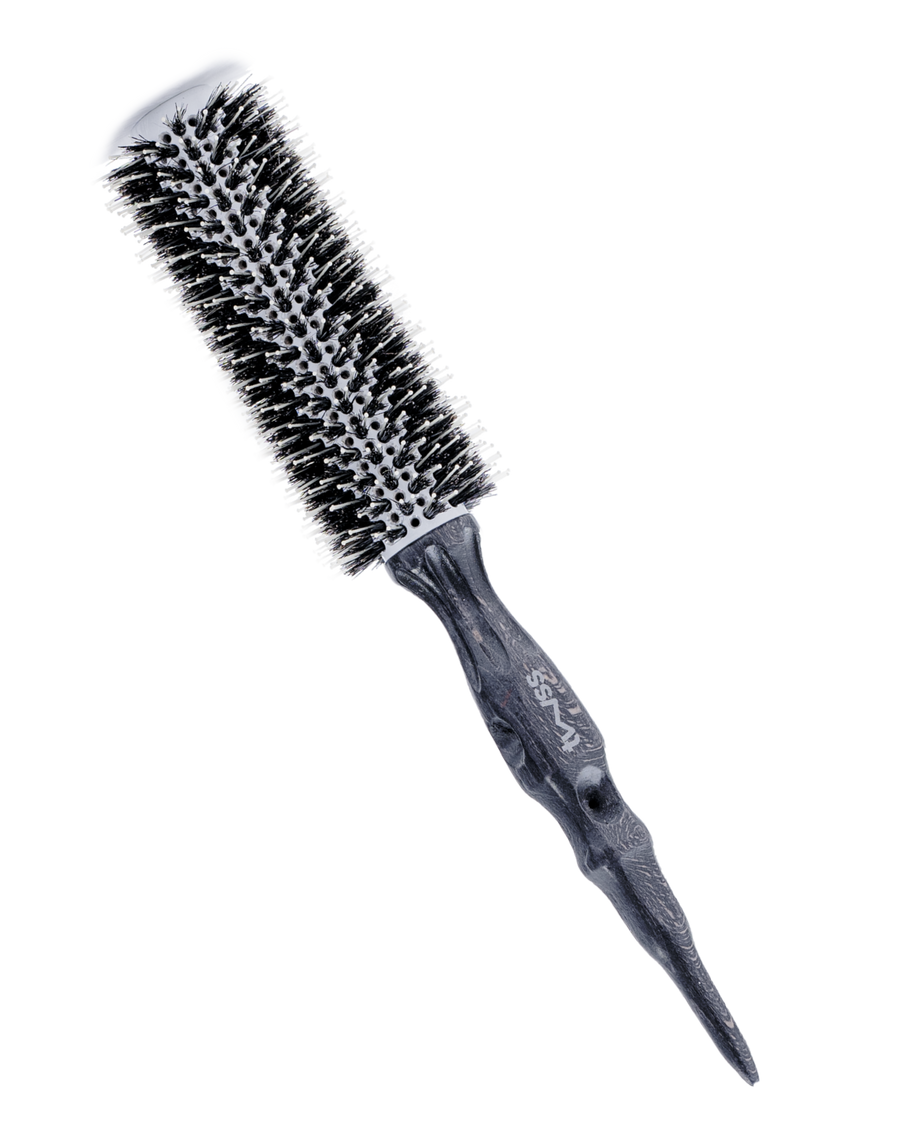 twss – Etch Wooden Round Hair Brush–Eco-Friendly Natural Bristles for Styling