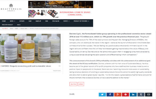 Davines a sustainable beauty brand on Beauty Polis Arabia