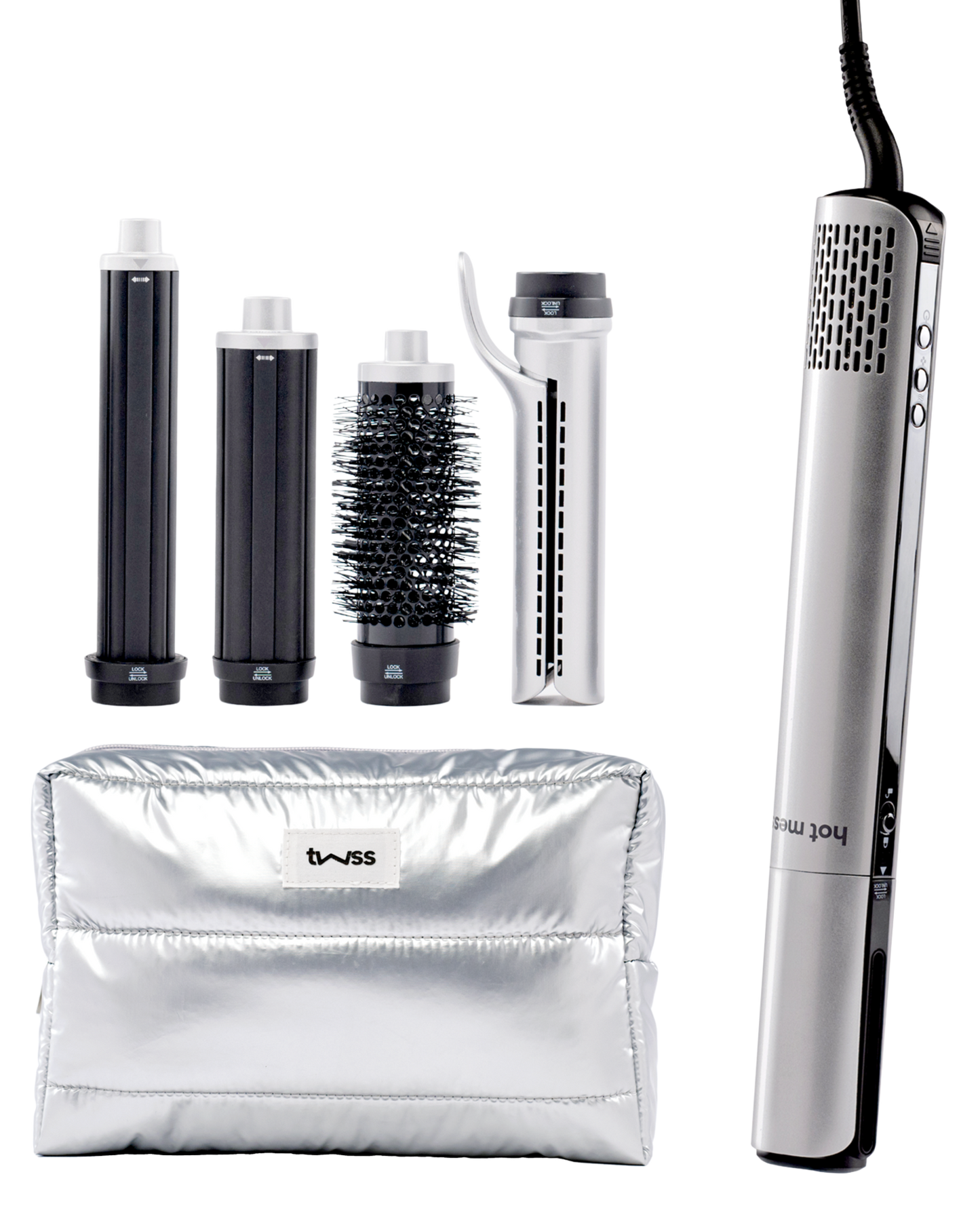 twss - Hot Mess 5-in-1 Hair Styler– Multi-Function Hot Air tool with Attachments & Pouch