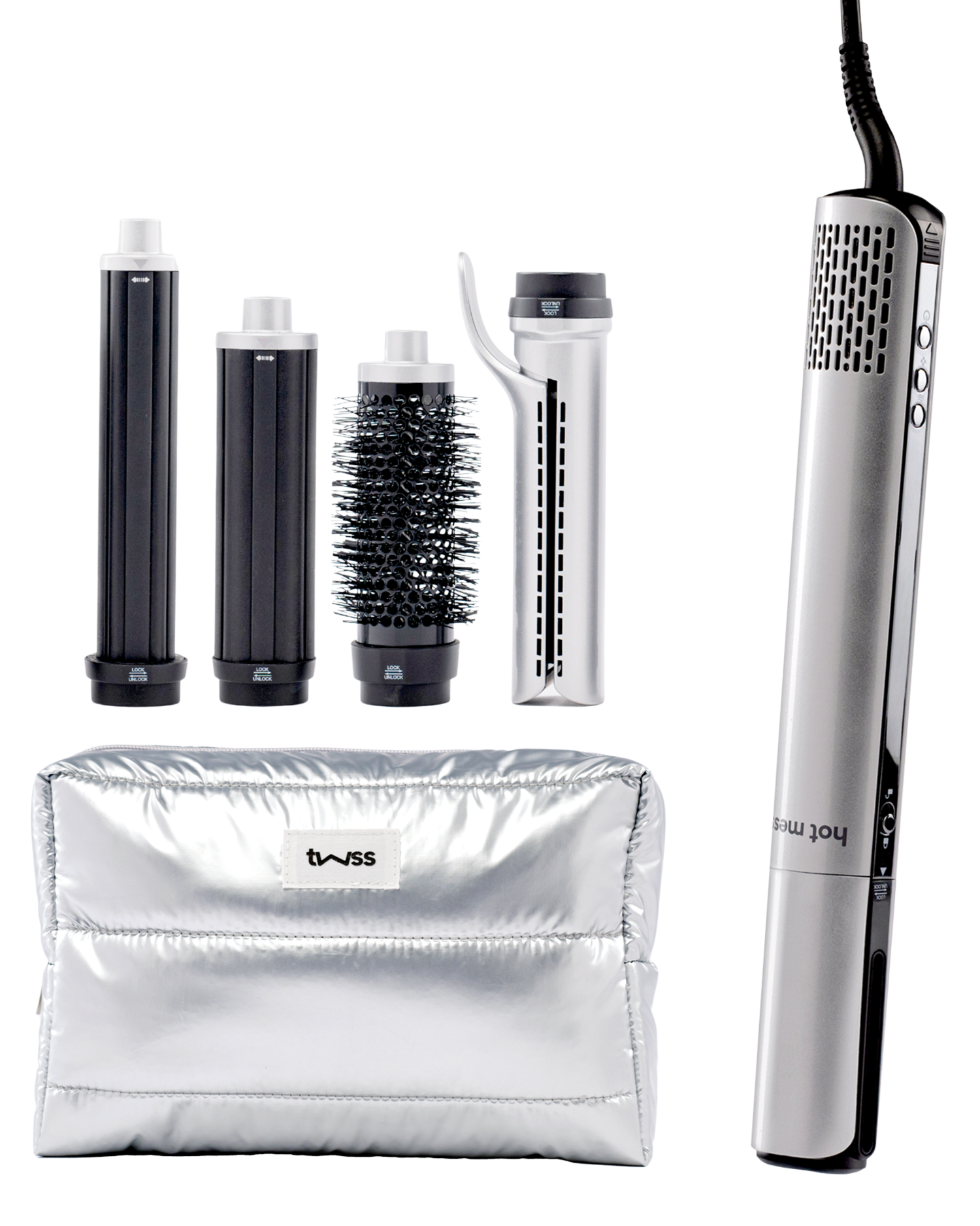 twss - Hot Mess 5-in-1 Hair Styler– Multi-Function Hot Air tool with Attachments & Pouch